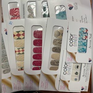 Color Street Festive Nail Polish Strips - Red, Gold, Blue